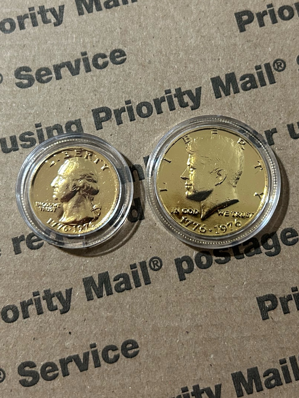(x2️⃣) 24KT Gold Plated Bicentennial Half Dollar & Quarter Dollar Coins
